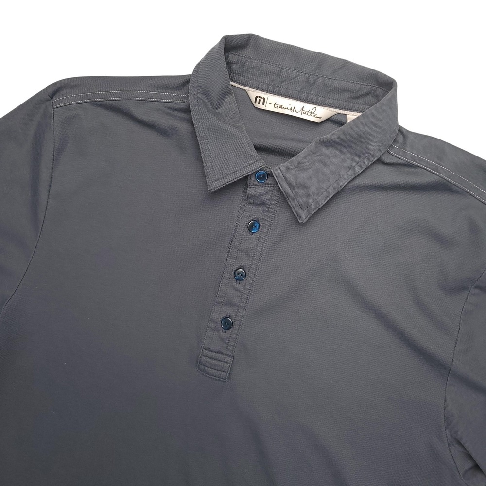 Travis Mathew Polo Shirt Mens Large Gray Solid Pima Cotton Blend Golf Casual